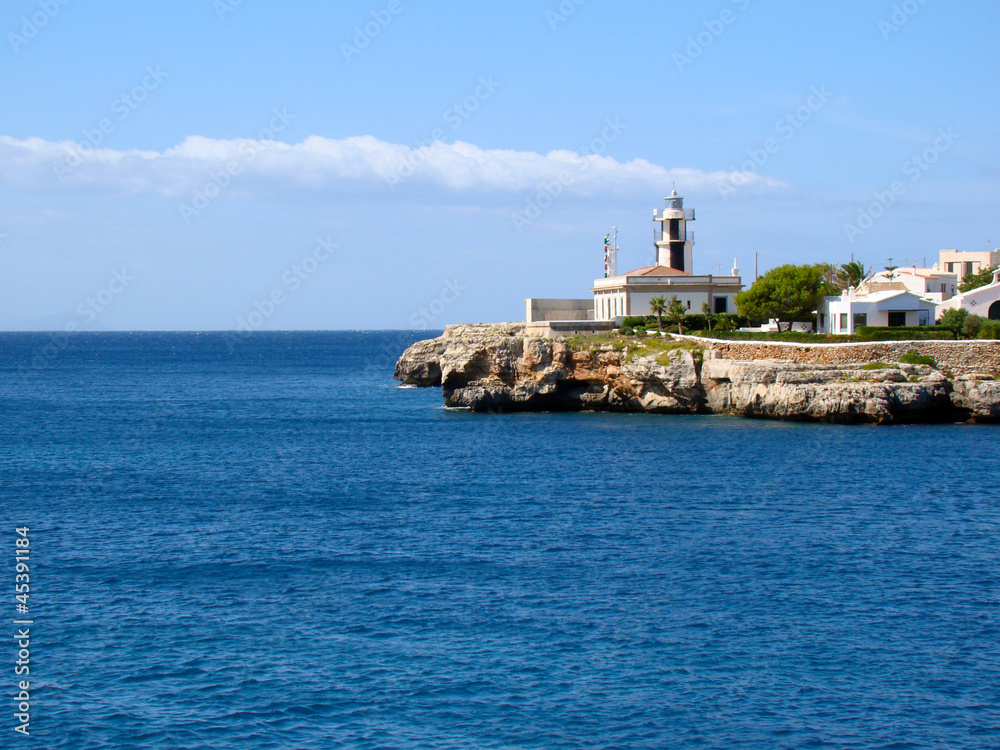 Lighthouse on the coast of the Mediterranean Sea