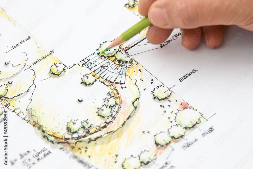 Garden Design Blueprint Sketching