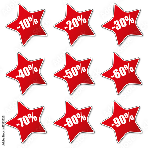 Rabatt Sterne 10 bis 90 Prozent (Rot)
