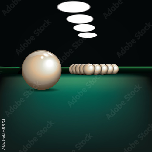 abstract illustration with billiard balls on green cloth
