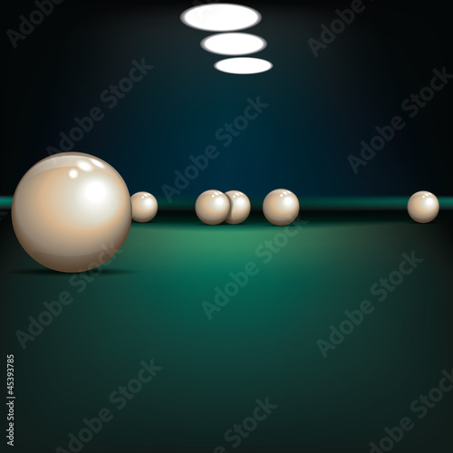 abstract illustration with billiard balls on green cloth