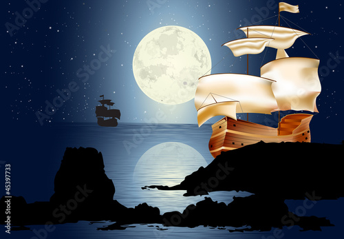 A Sailboat In The Moonlight