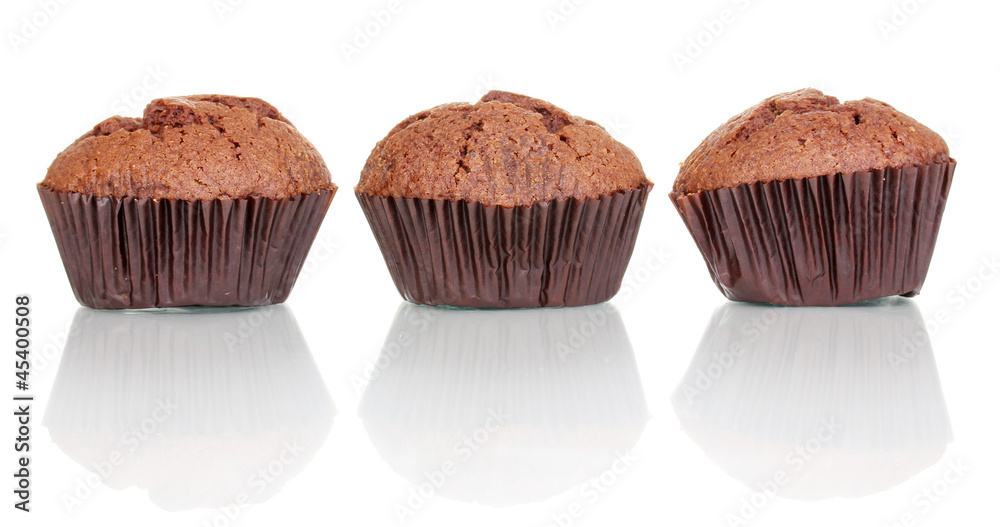 Fresh muffins isolated on white