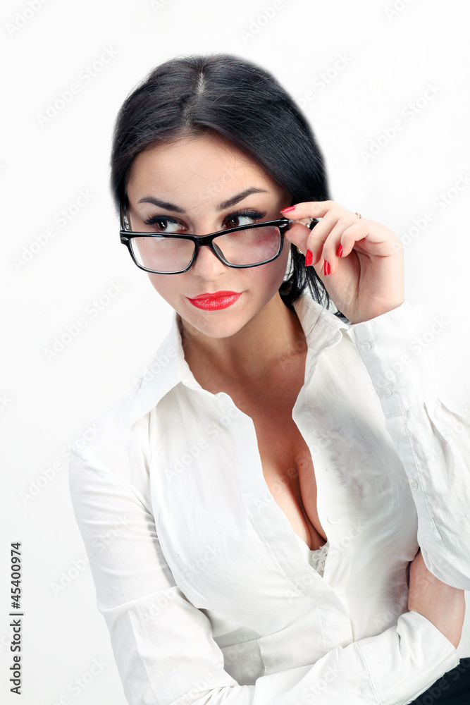 closeup of sexy and confident business woman