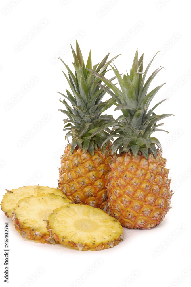 Ananas and cut of isolated on white Ananas and cut of isolated on white