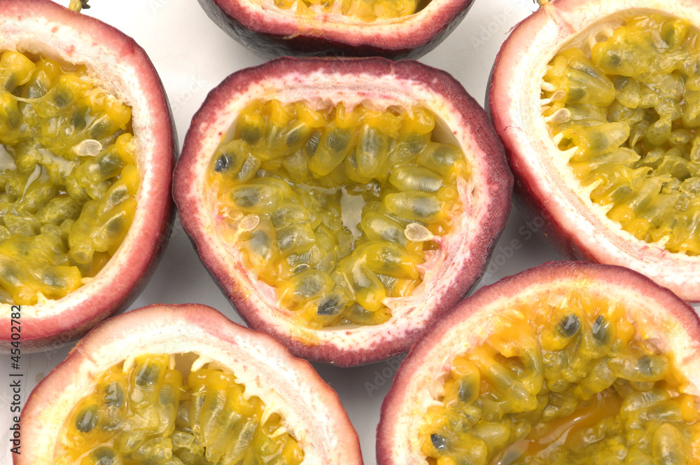 Cut granadilla close up Cut granadilla close up