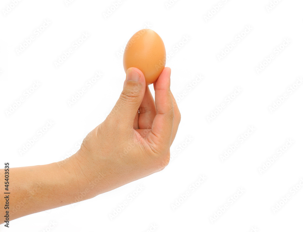 Hand With Egg Isolated On White Background Hand With Egg Isolated On White Background