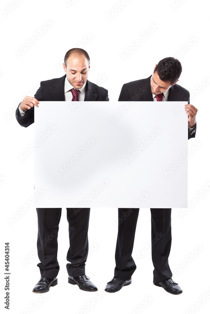 Two Businessman holding a billboard Two Businessman holding a billboard