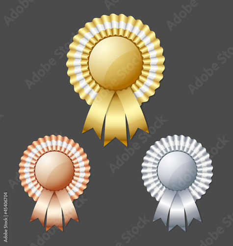 Golden silver and bronze metallic rosettes