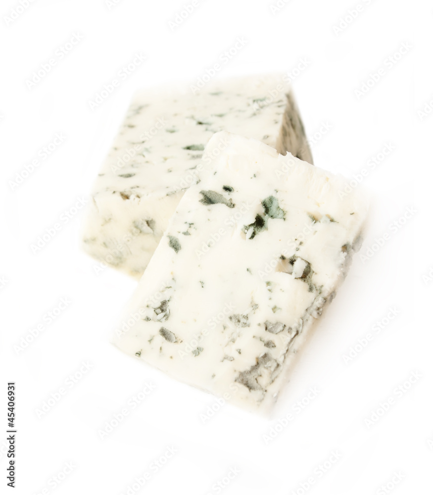 slices dor blue cheese isolated on white background