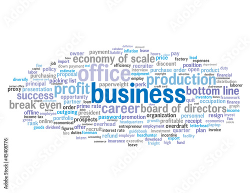 "BUSINESS" Tag Cloud (commerce money banking finance contracts)