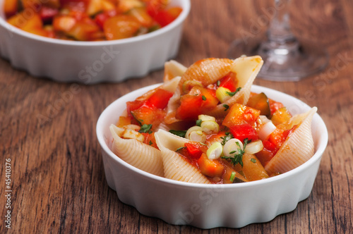 Italian conchiglie stufed with vegetables