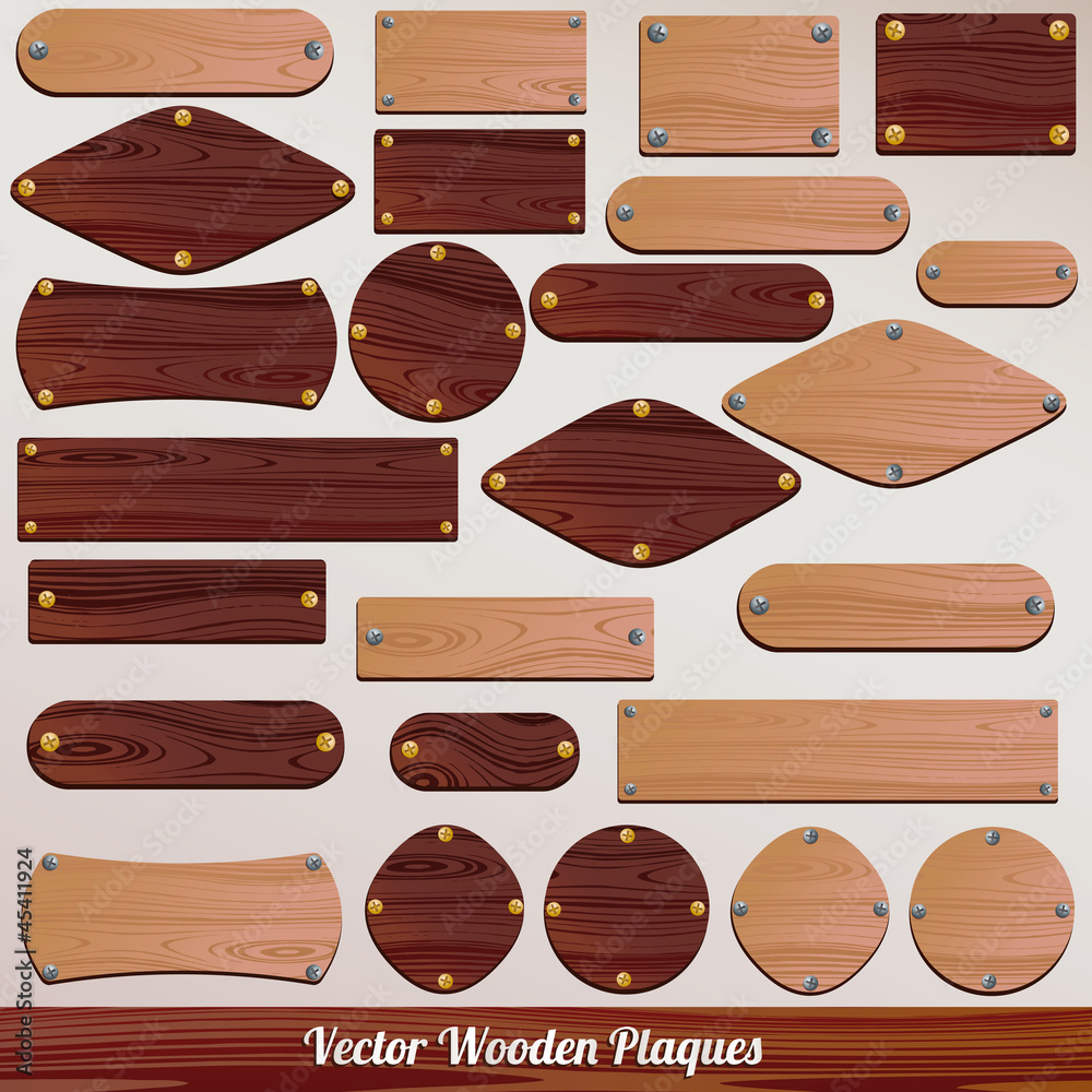 Set vector Wooden labels 