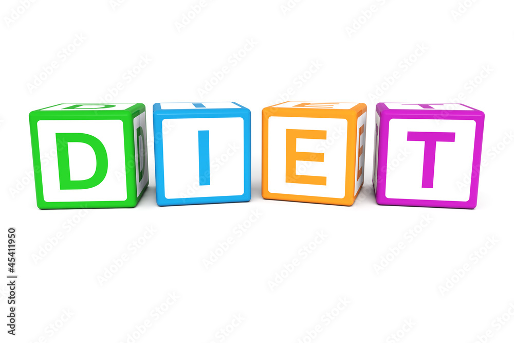 Diet on cubes 3d render illustration Diet on cubes 3d render illustration