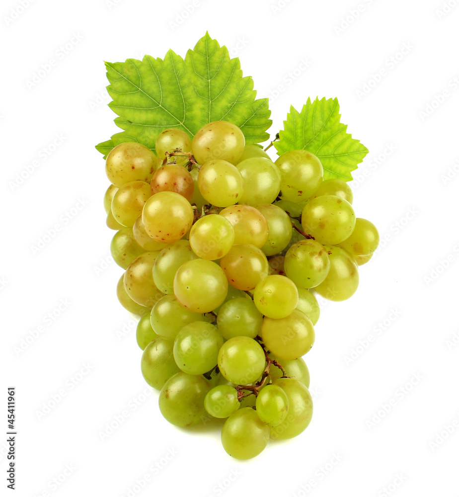 White grapes with leaves White grapes with leaves