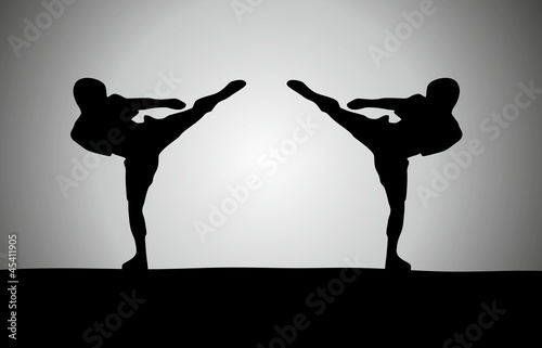 Silhouette of two fighters