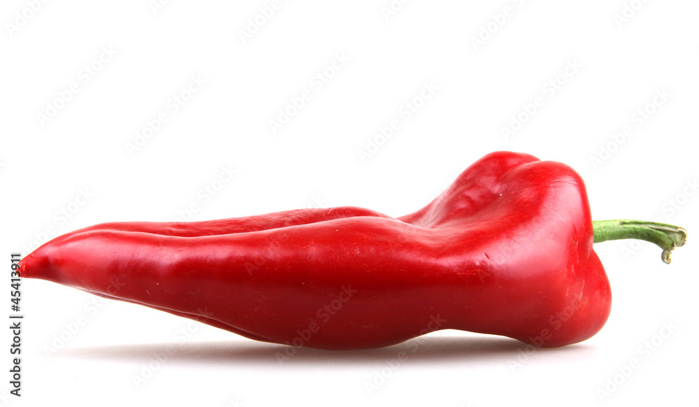 Red chilli peppers on white background.