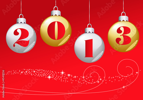 Bonne année 2013 boules rouges