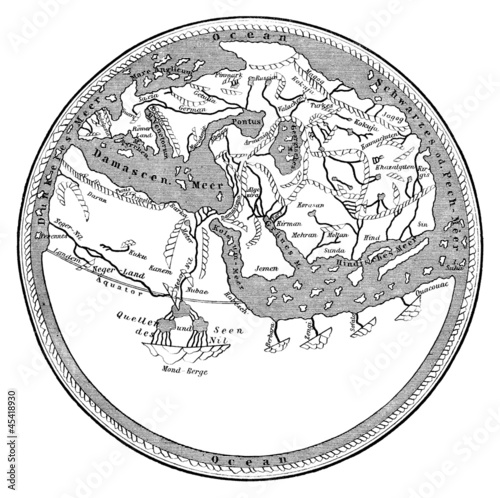 Medieval map : the ancient "flat Earth" - 12th century