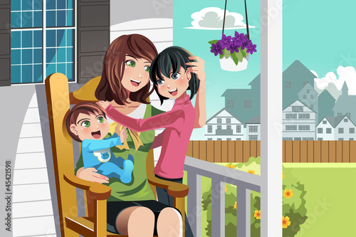Mother and children