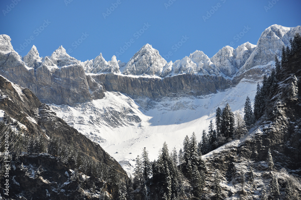 Mountain ridge in the Elm region, Switzerland ..