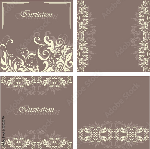 Set of invitation floral cards