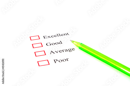 quality survey form with pen showing marketing concept © photobuay