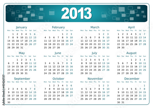 simple editable vector calendar 2013