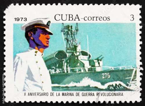 Postage stamp Cuba 1973 Midshipman and Missile Frigate