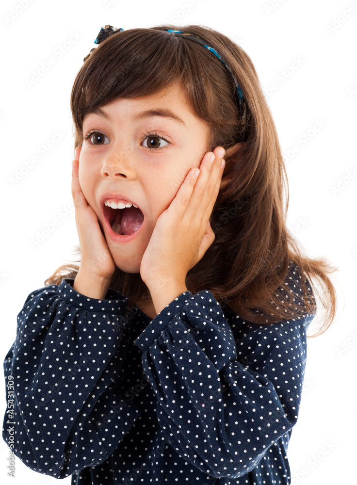 Cute little girl with surprised facial expression Cute little girl with surprised facial expression