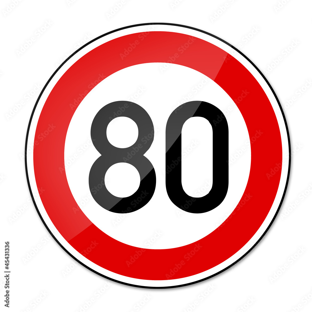 Verkehrsschild Geschwindigkeitsbegrenzung 80km/h Verkehrsschild Geschwindigkeitsbegrenzung 80km/h