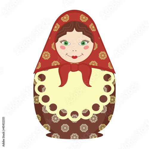 matryoshka doll traditional russian souvenir on white