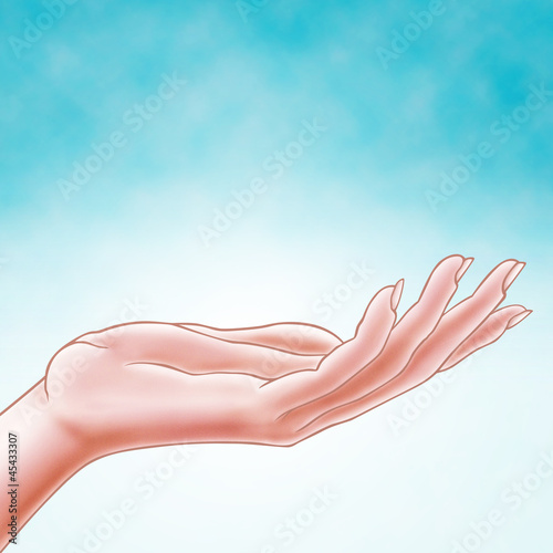 Open hand and blue sky
