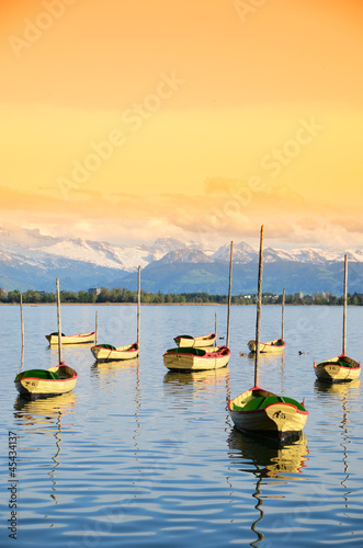 Pleasure boats on the Pfaeffikon lake, Switzerland