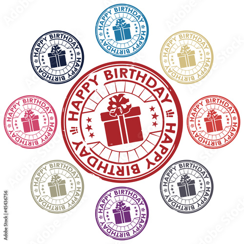 happy birthday set of stamps
