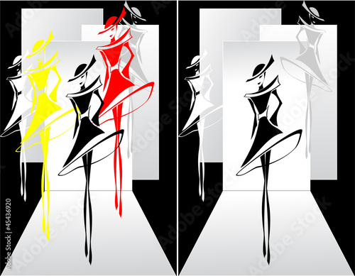 Set  Fashion show in graphic style