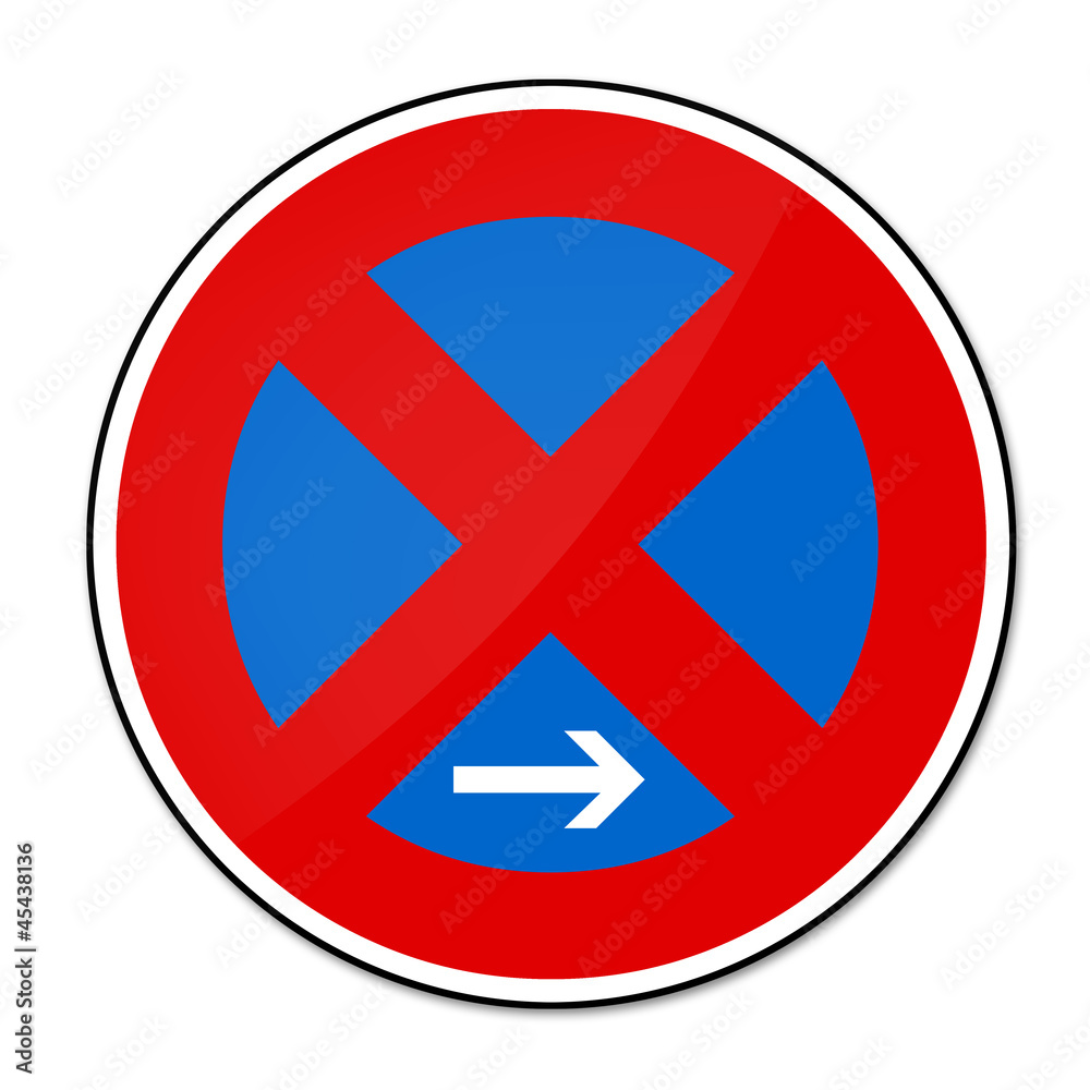 Verbotsschild absolutes Halteverbot rechts StockIllustration Adobe Stock