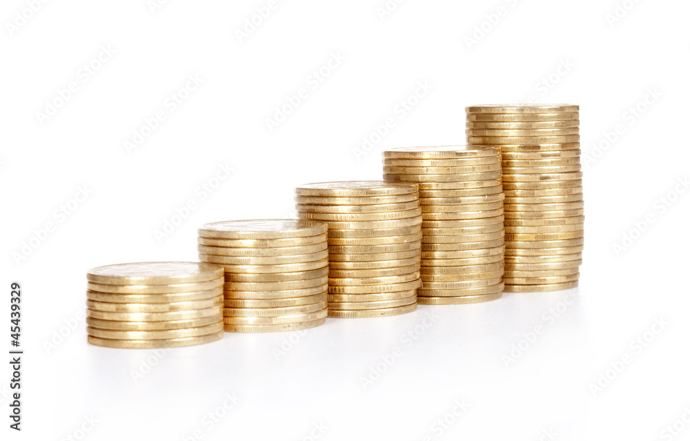 gold coin stack isolated on white gold coin stack isolated on white