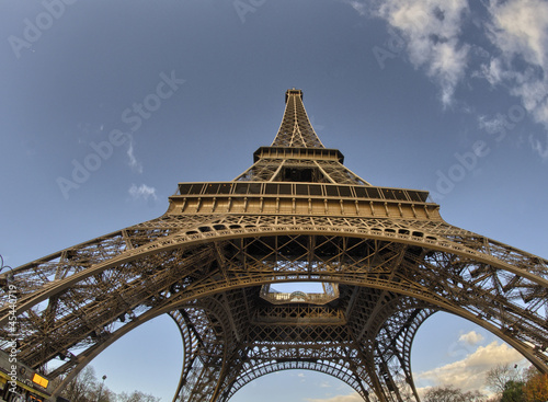 Winter colors of Eiffel Tower and Champs de Mars in the Morning