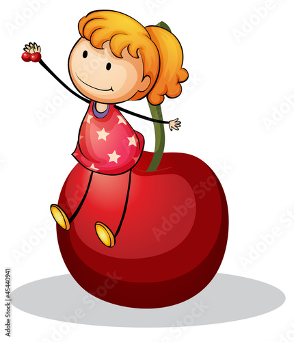 girl and cherry
