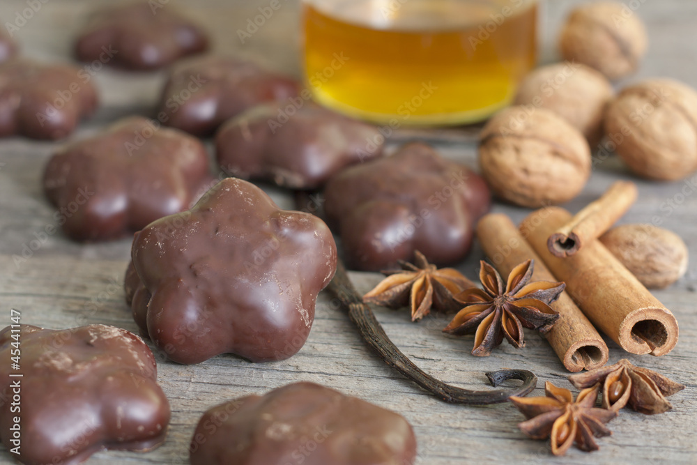 Gingerbread cookies with chocolate and spices Gingerbread cookies with chocolate and spices