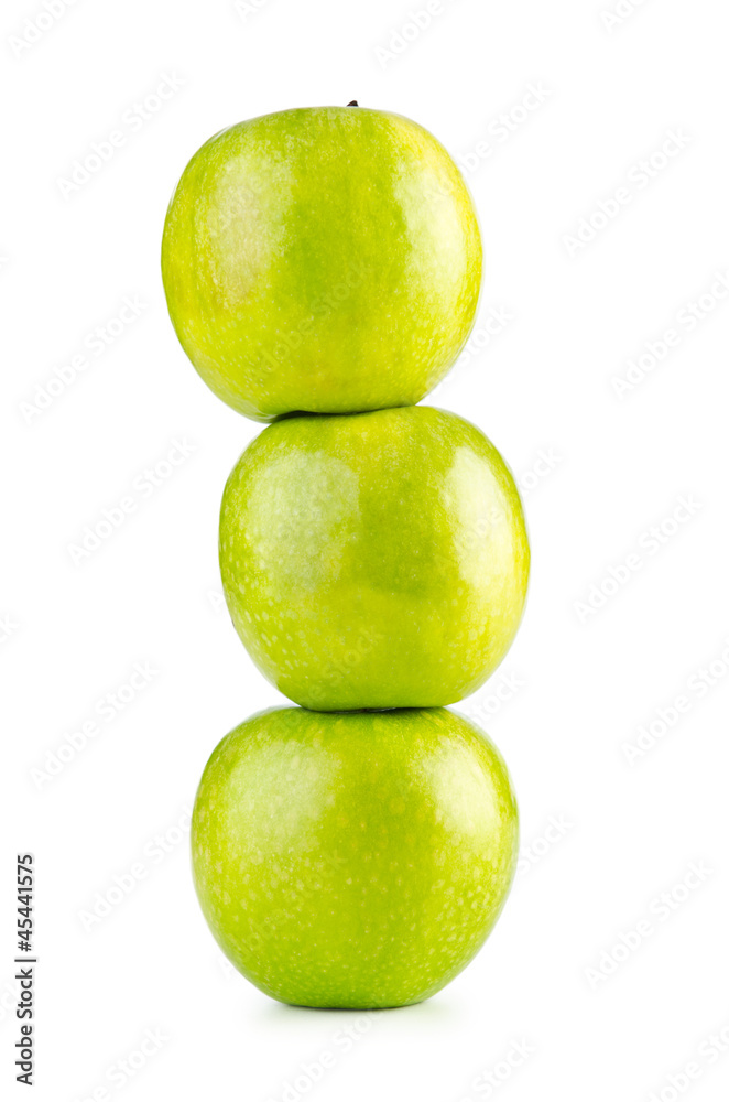 Green apples isolated on the white background