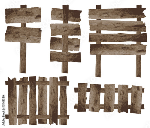 vector wooden sign and wooden fence