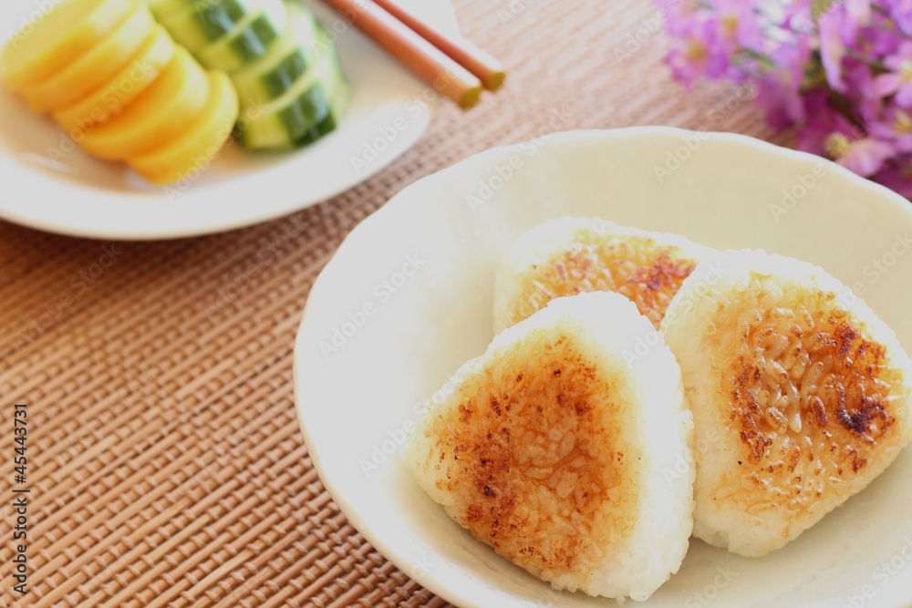 Japanese cuisine, Yaki Onigiri, rice ball Japanese cuisine, Yaki Onigiri, rice ball