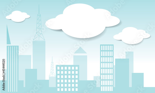 Vector city and cloud
