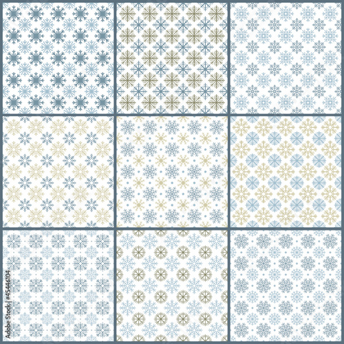 Set of 9 snowflakes pattern
