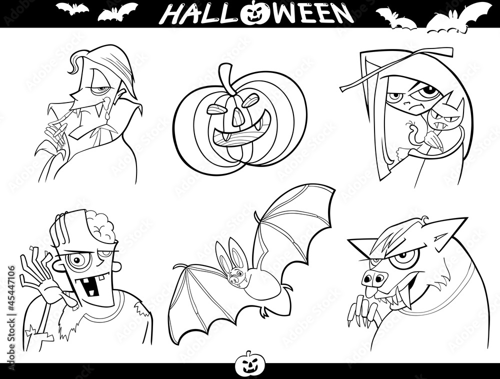 Halloween Cartoon Themes for Coloring