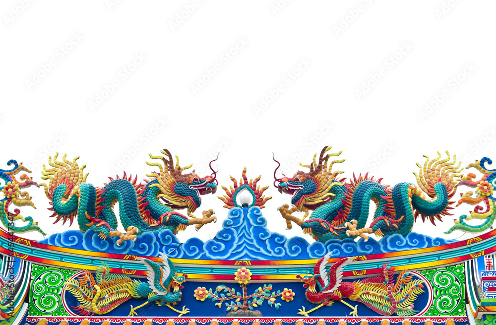 Double dragon statues. Double dragon statues.