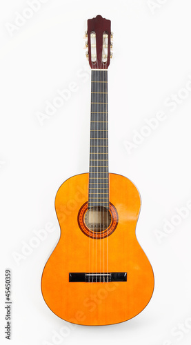 Classical acoustic guitar, isolated on white background