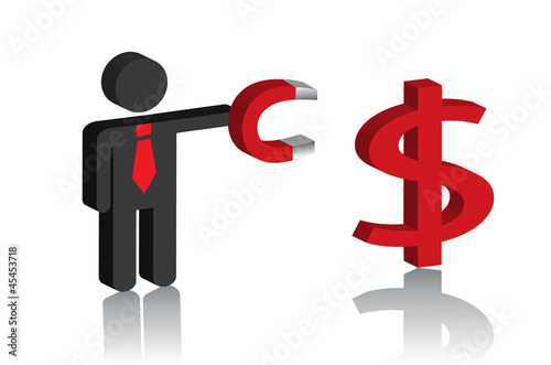 man with a magnet and a dollar sign